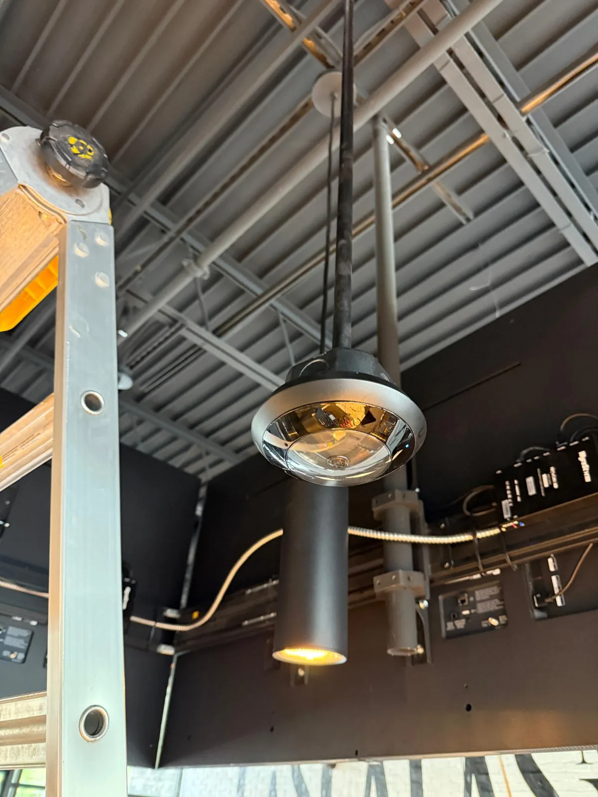 Restaurant ceiling security camera installation